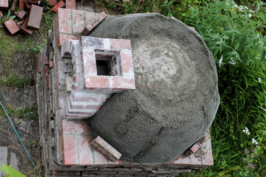 Holzbackofen Dämmungsschale Vogelperspektive