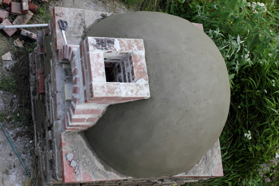 Holzbackofen Außenschale Vogelperspektive